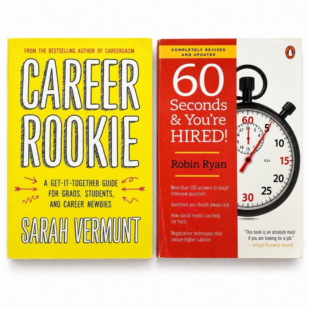 Lot of 2 Career Job Interview Books 60 Seconds Hired Career Rookie